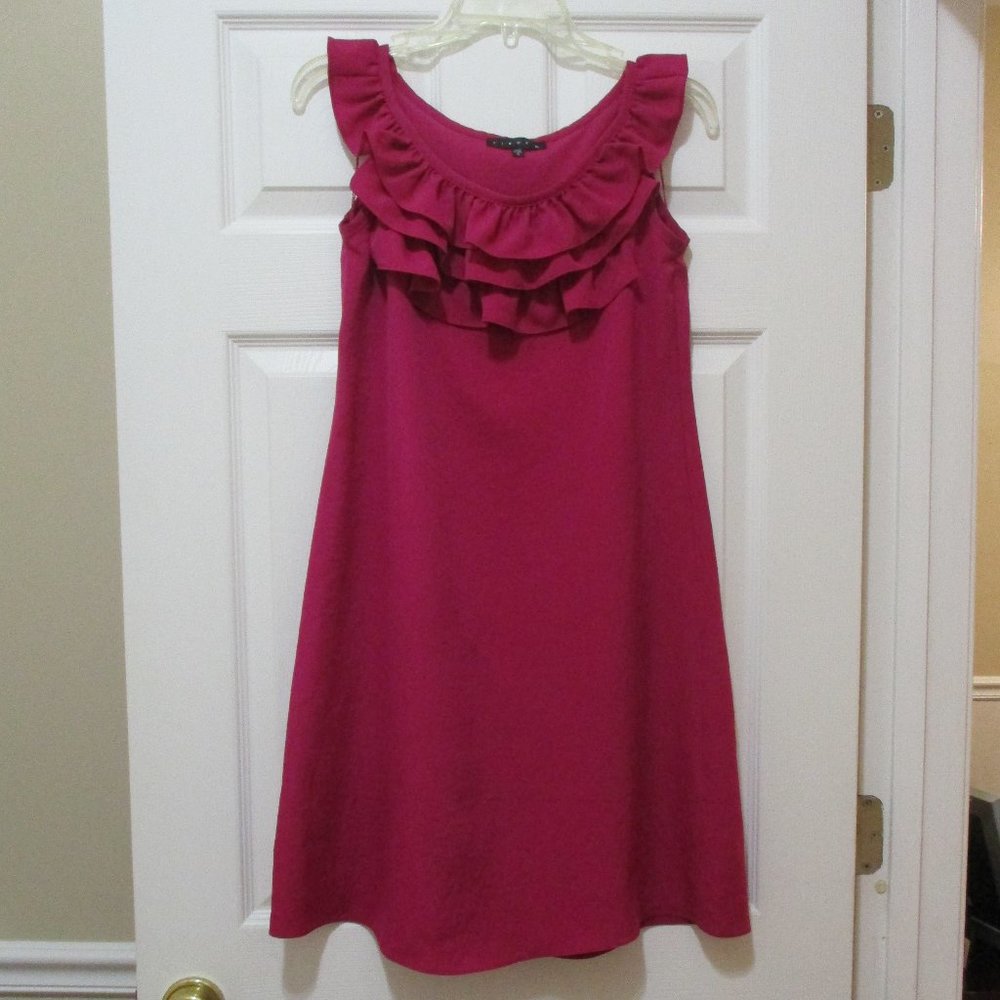 Pretty Fuchsia Pink Ruffle Front Occasion Mini Dress sz 4 Summer